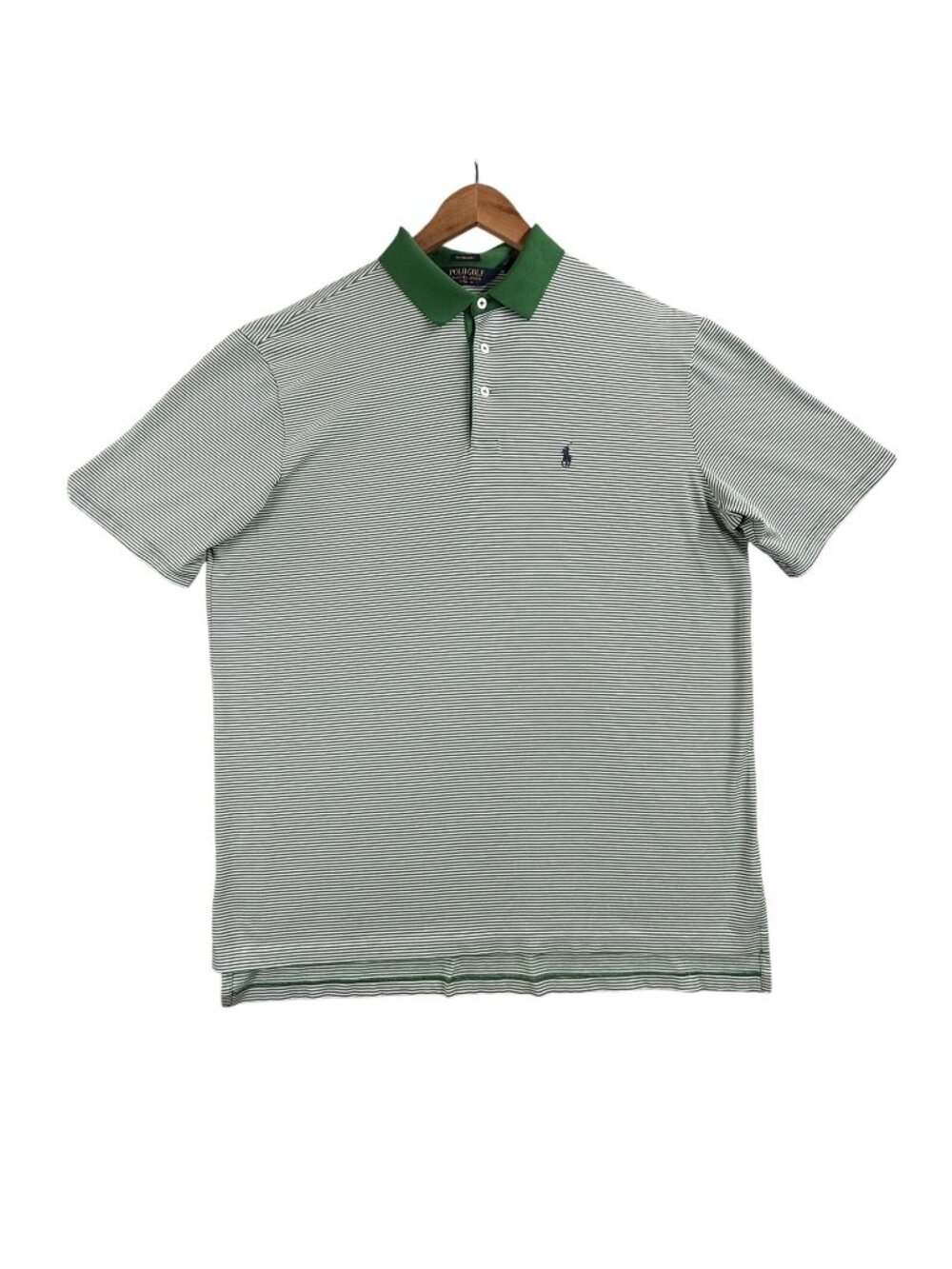 Polo Golf Ralph Lauren Polo Shirt Men XL Green Striped Richland Pony Logo Preppy